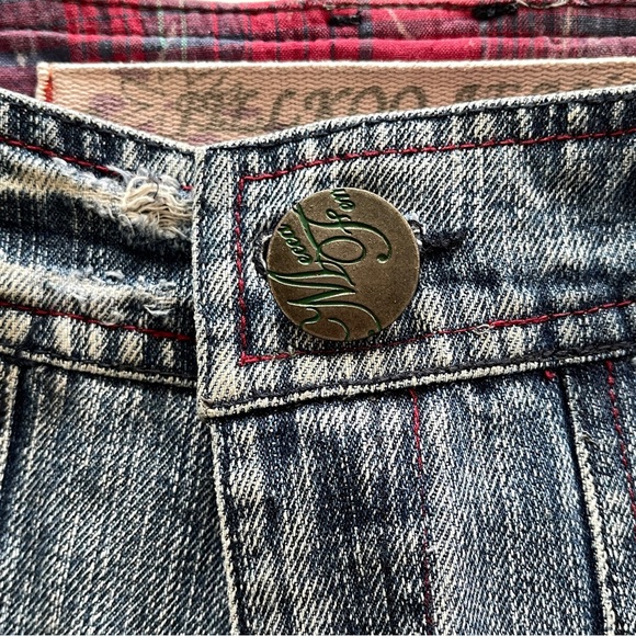 Blue Midi Denim Embroidery Pants Size: 28 - Picture 5 of 15